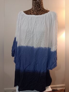 Rivieras White to Purple Ombre Off-Shoulder Tunic